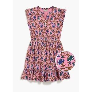 Crewcuts J Crew Girls 12 Floral Print Dress Mauve Pink Flowers Cap Sleeve
